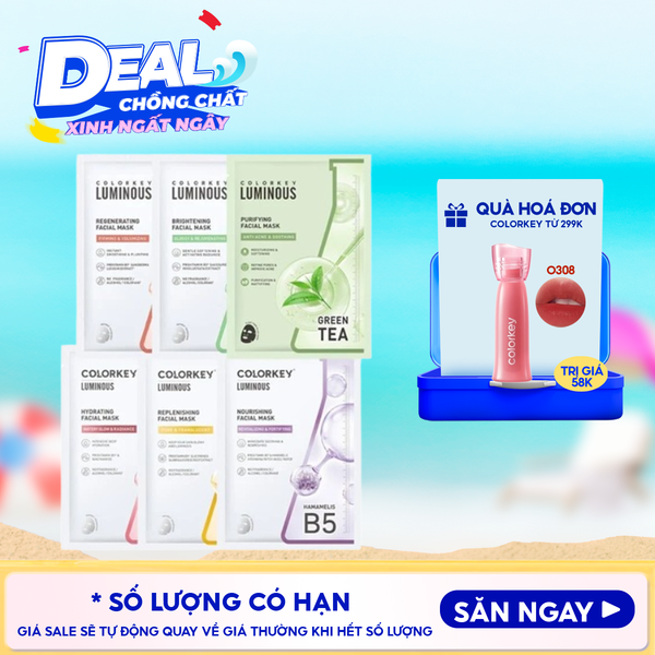  Mặt Nạ Giấy Colorkey Dưỡng Ẩm, Làm Dịu Da, Hỗ Trợ Dưỡng Sáng Facial Mask 