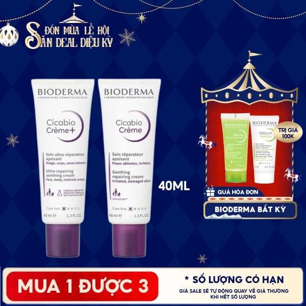  Kem Dưỡng Ẩm Bioderma Làm Dịu, Hỗ Trợ Phục Hồi Da Cicabio Creme+ 40ml 