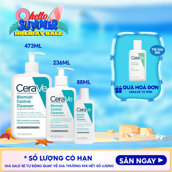 Sữa Rửa Mặt Cerave Hỗ Trợ Giảm Mụn Blemish Control Cleanser 