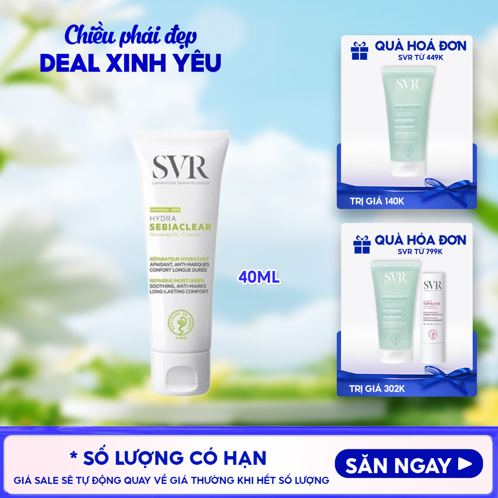 Kem Dưỡng Ẩm SVR Hỗ Trợ Giảm Thâm Mụn Cho Da Dầu Sebiaclear Hydra 40ml