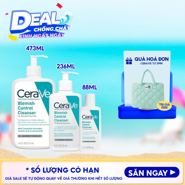  Sữa Rửa Mặt Cerave Hỗ Trợ Giảm Mụn Blemish Control Cleanser 