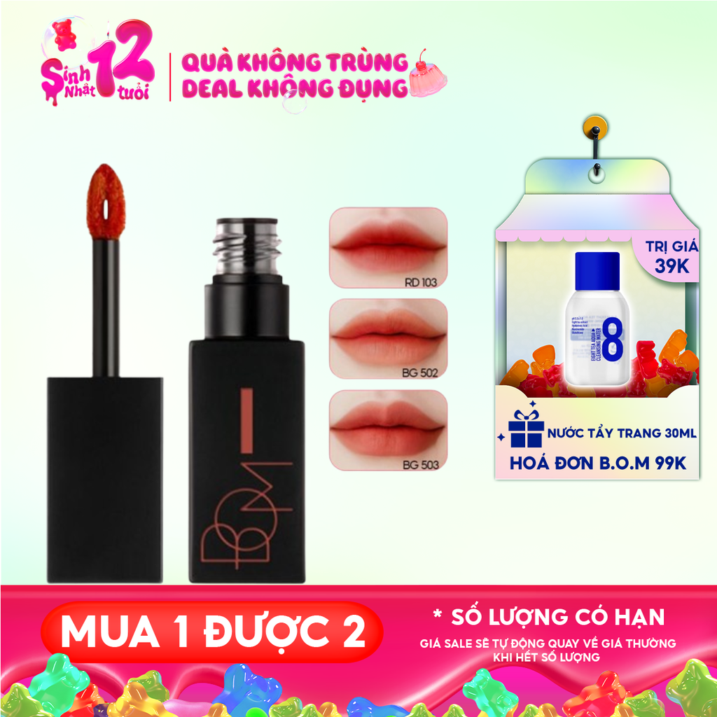 Son Kem Lì B.O.M Lên Màu Chuẩn, Lâu Trôi Matt Holic Tint 8.5g