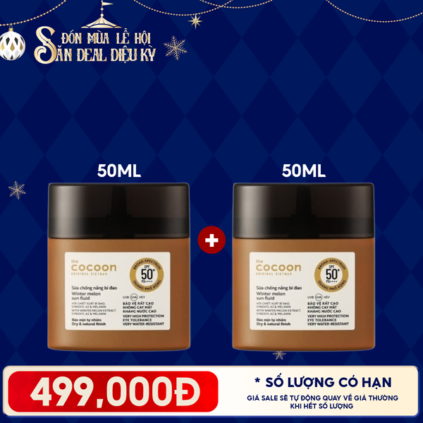  Sữa Chống Nắng Thuần Chay Cocoon Bí Đao Quang Phổ Rộng Winter Melon Sun Fluid Broad-Spectrum SPF 50+ PA++++, UVA – PF 62.6 