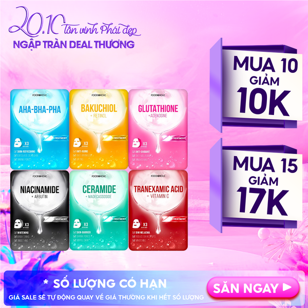  Mặt Nạ Foodaholic Dưỡng Ẩm, Hỗ Trợ Dưỡng Trắng, Cải Thiện Nếp Nhăn, Phục Hồi Da Sâu Ample Mask 23ml 