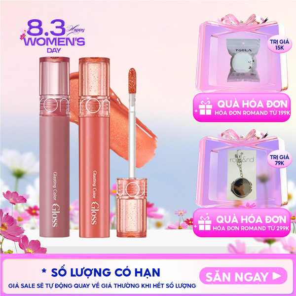  [GIÁ HỦY DIỆT][Màu 01-13][COLOR GLOSS] Son Bóng Romand Cho Môi Căng Mọng, Mềm Mịn Glasting Color Gloss 4g 