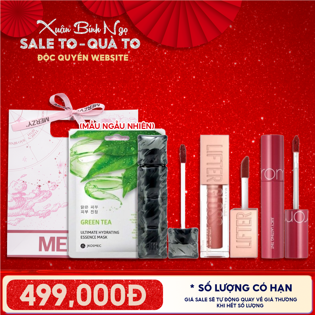Túi Quà Tặng 499K: 1 Son Merzy + 1 Son Maybelline + 1 Son Romand + 1 Mặt Nạ + Túi