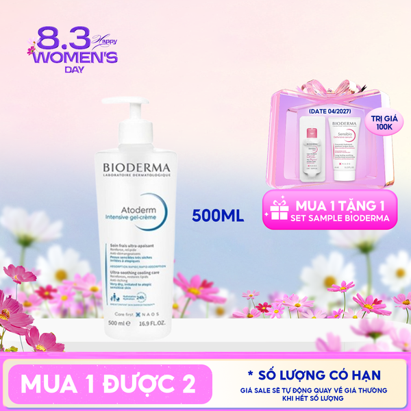  Kem Dưỡng Ẩm Bioderma Làm Dịu Dạng Gel Cho Da Rất Khô Atoderm Intensive Gel-Creme 500ml 