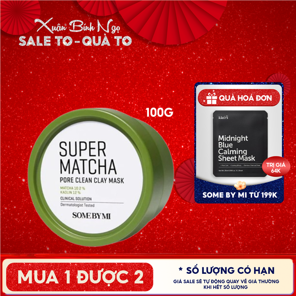  Mặt Nạ Đất Sét Some By Mi Trà Xanh Giúp Làm Sạch, Thu Nhỏ Lỗ Chân Lông Super Matcha Pore Clean Clay Mask 100g 