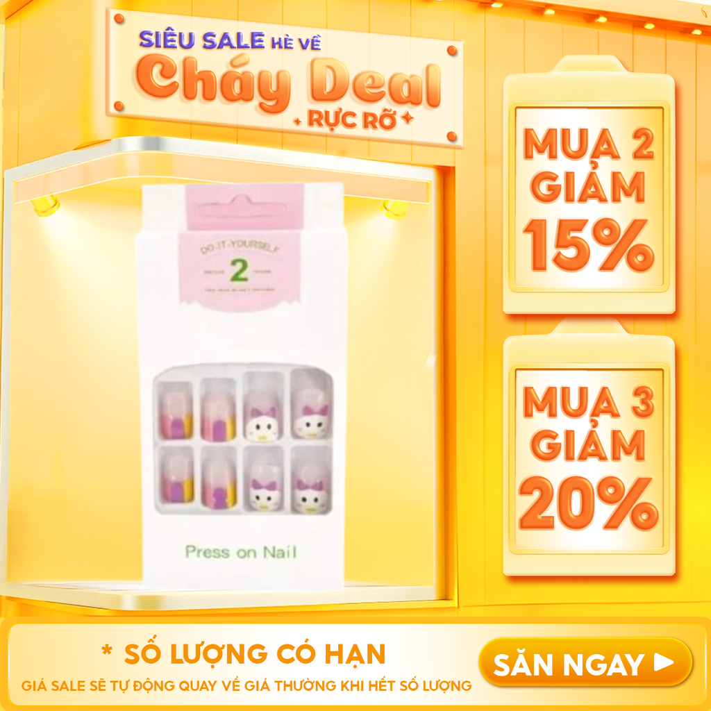 [NHẬP KHẨU] Hộp 24 Móng Tay Giả Siêu Bền Nhiều Họa Tiết Xinh Xắn TOOLA Nail Box (Kèm Keo, Dán Móng Tiện Dụng)