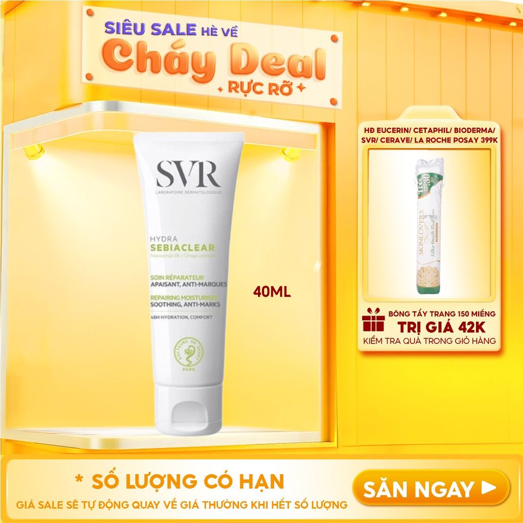 Kem Dưỡng Ẩm SVR Hỗ Trợ Giảm Thâm Mụn Cho Da Dầu Sebiaclear Hydra 40ml