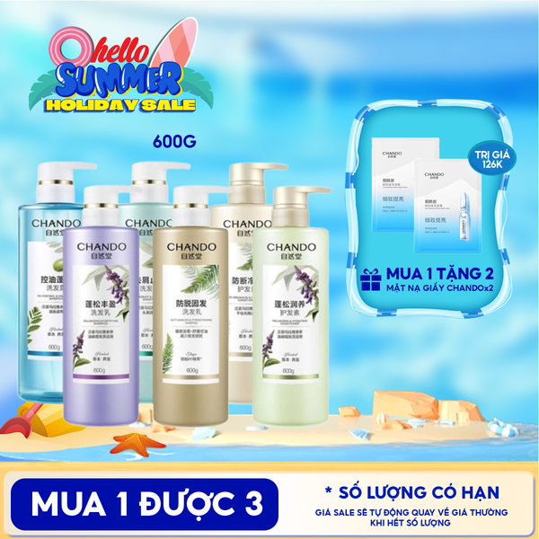  Dầu Gội, Dầu Xả Chando Himalaya Thảo Dược Làm Sạch, Làm Phồng Tóc Kiểm Soát Dầu, Ngăn Ngừa Rụng Tóc 600ml 