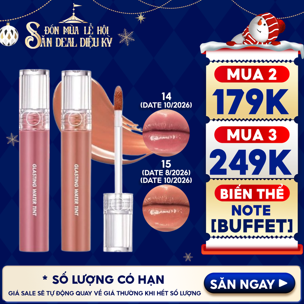 [Màu 1-17] Son Tint Nước Romand Siêu Lì, Lâu Trôi Glasting Water Tint 4g
