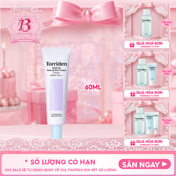  Kem Chống Nắng Torriden Nâng Tông Dive In Tone Up Sun Cream Purple SPF50+ PA++++ 60ml 
