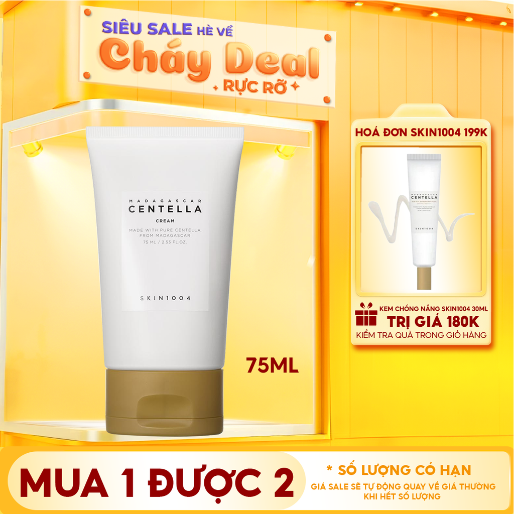 Kem Dưỡng Ẩm Skin1004 Cải Thiện Làn Da Chiết Xuất Rau Má Madagascar Centella Cream 75ml