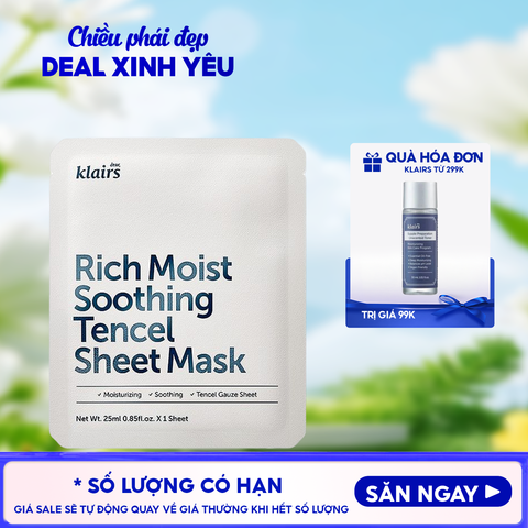 Mặt Nạ Klairs Dưỡng Ẩm, Bảo Vệ Da Khỏe Mạnh Rich Moist Soothing Tencel Sheet Mask