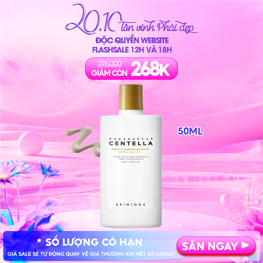 Kem Chống Nắng Skin1004 Lành Tính Dành Cho Da Nhạy Cảm Madagascar Centella Air-Fit Suncream Plus SPF50+ PA++++ 50ml
