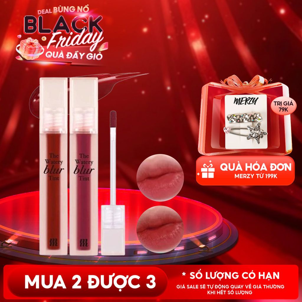 Son Kem Lì Lên Màu Chuẩn, Mịn Mượt Nhẹ Môi Merzy The Watery Blur Tint 4ml