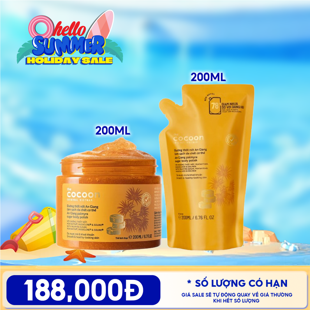 Tẩy Da Chết Body Cocoon Làm Đều Màu Da Và Dưỡng Mịn Da Chiết Xuất Cà Phê Dak Lak, Đường Thốt Nốt An Giang Body Polish