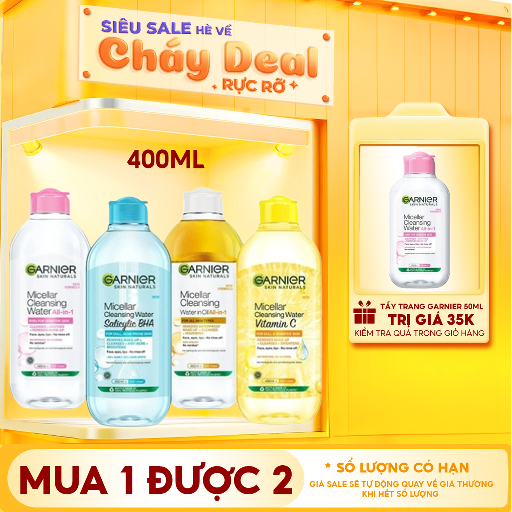 Nước Tẩy Trang Garnier Làm Sạch Sâu Micellar Cleansing Water