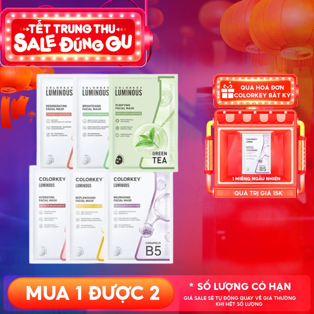 Mặt Nạ Giấy Colorkey Dưỡng Ẩm, Làm Dịu Da, Hỗ Trợ Dưỡng Sáng Facial Mask