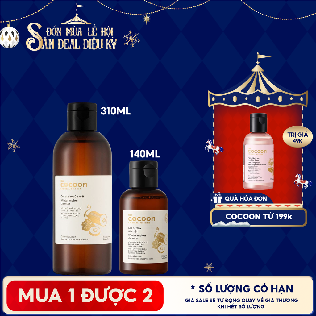 Gel Rửa Mặt Cocoon Bí Đao Hỗ Trợ Giảm Dầu Và Mụn Winter Melon Cleanser