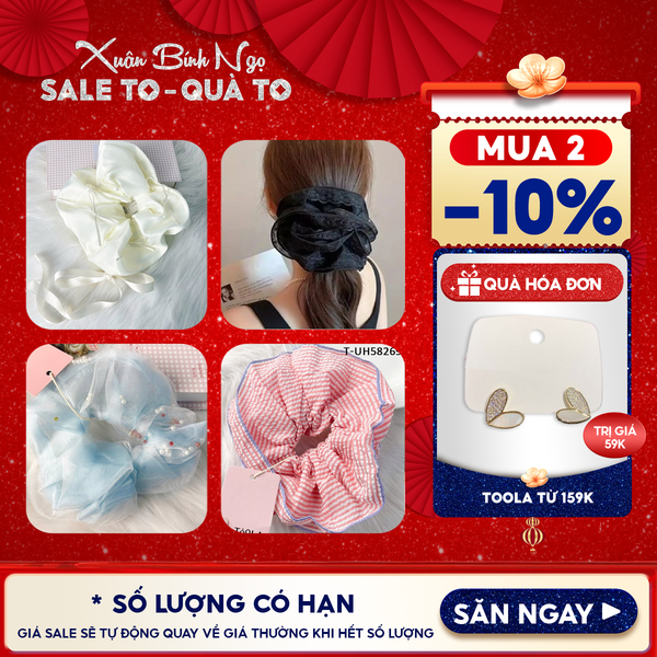  [NHẬP KHẨU] Dây Cột Tóc Trơn Scrunchies Cao Cấp TOOLA Kiểu Dáng Thanh Lịch, Vải Voan Nhiều Lớp 