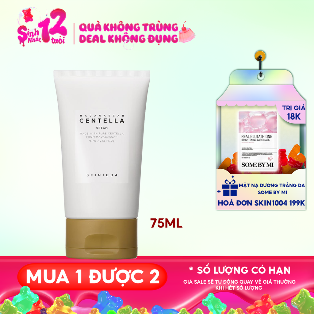 Kem Dưỡng Ẩm Skin1004 Cải Thiện Làn Da Chiết Xuất Rau Má Madagascar Centella Cream 75ml