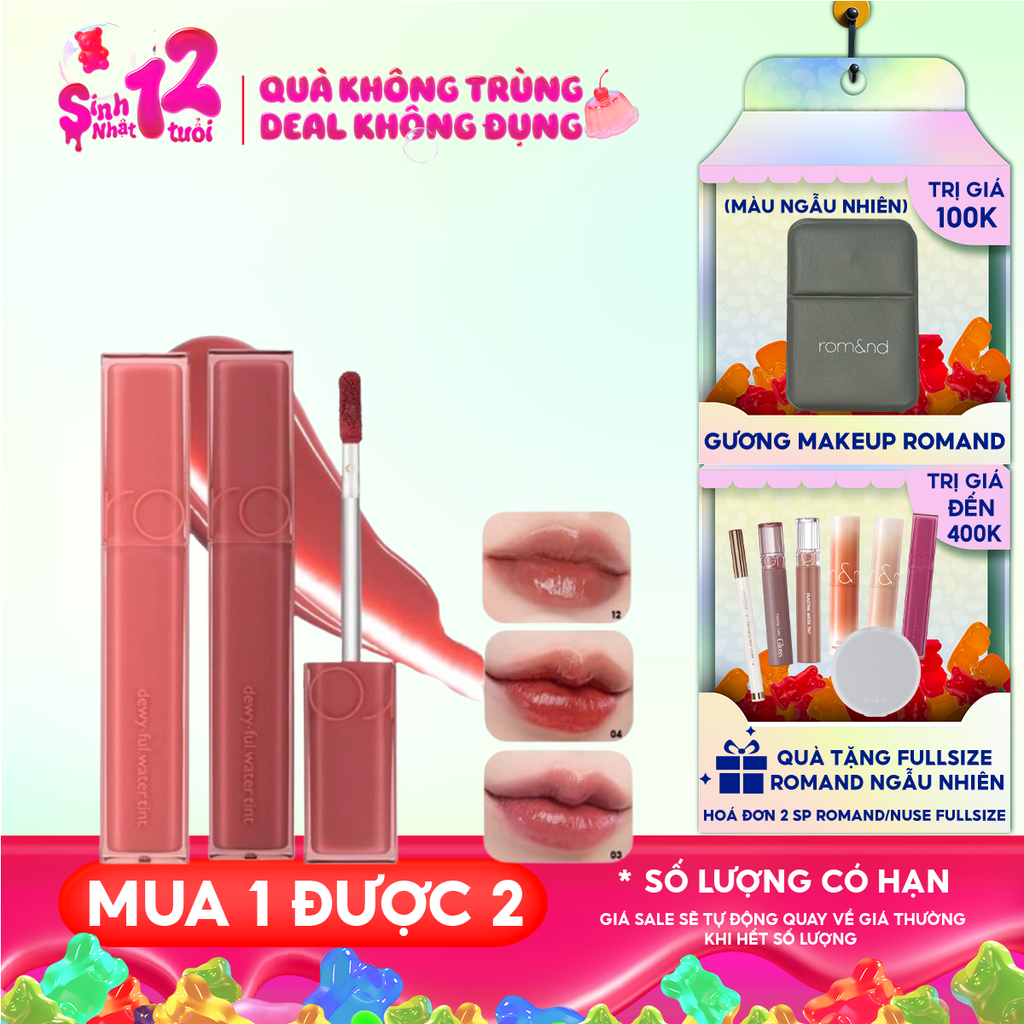Son Tint Bóng Romand Siêu Lì Cho Đôi Môi Căng Mọng Dewyful Water Tint 5g