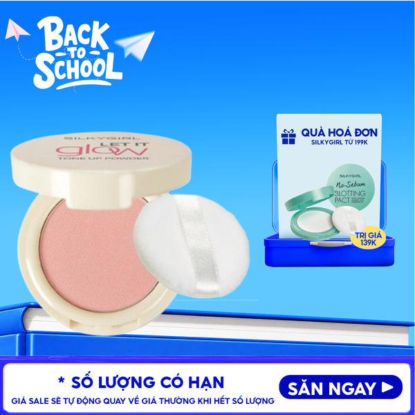  Phấn Phủ Silkygirl Dạng Nén, Nâng Tông Let It Glow Tone Up Powder 7g 