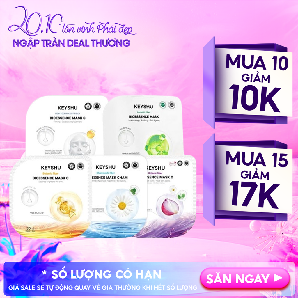 Mặt Nạ Keyshu Dưỡng Ẩm, Làm Mềm Da, Hỗ Trợ Ngừa Lão Hóa Bioessence Mask 30ml