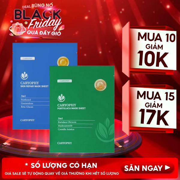  Mặt Nạ Miếng Caryophy Làm Dịu, Hỗ Trợ Phục Hồi Dành Cho Da Dầu Mụn Portulaca Mask Sheet 