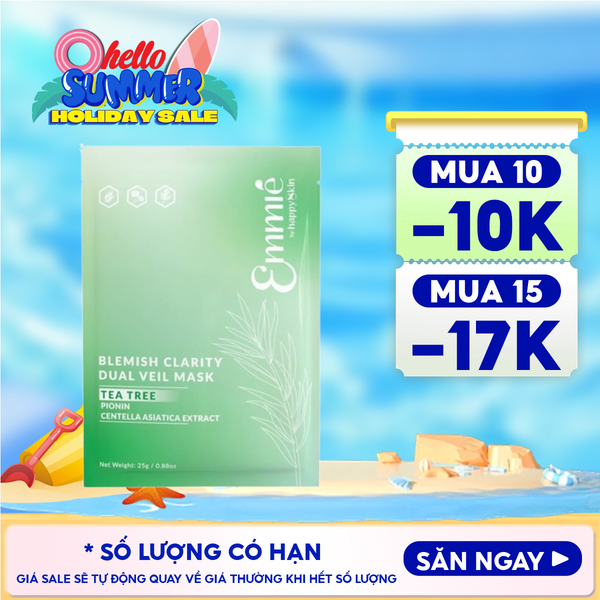  Mặt Nạ Emmié By HappySkin Làm Dịu Da, Hỗ Trợ Giảm Mụn Blemish Clarity Dual Veil Mask 