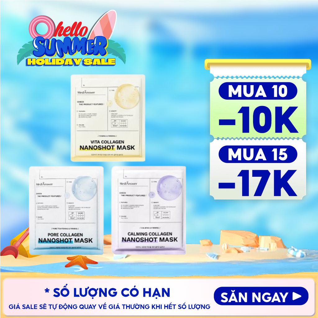 Mặt Nạ Thạch MediAnswer Hỗ Trợ Phục Hồi Da, Sáng Mịn, Thu Nhỏ Lỗ Chân Lông Collagen Nanoshot Mask