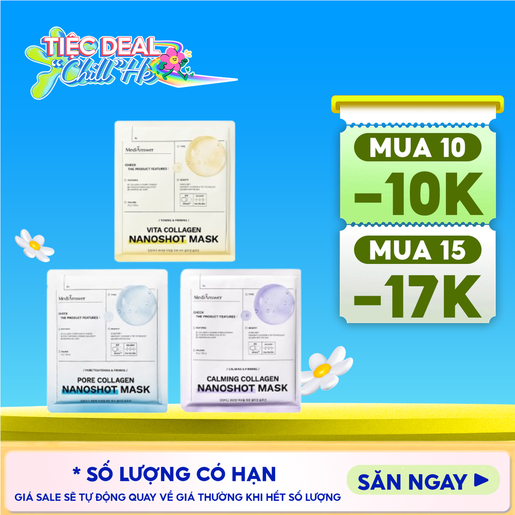 Mặt Nạ Thạch MediAnswer Hỗ Trợ Phục Hồi Da, Sáng Mịn, Thu Nhỏ Lỗ Chân Lông Collagen Nanoshot Mask