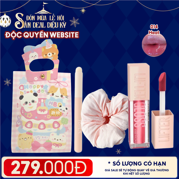 Túi Quà Giáng Sinh: Son Maybelline + Kẹp Tóc Ngẫu Nhiên + Cọ Môi + Túi Quà Tặng 