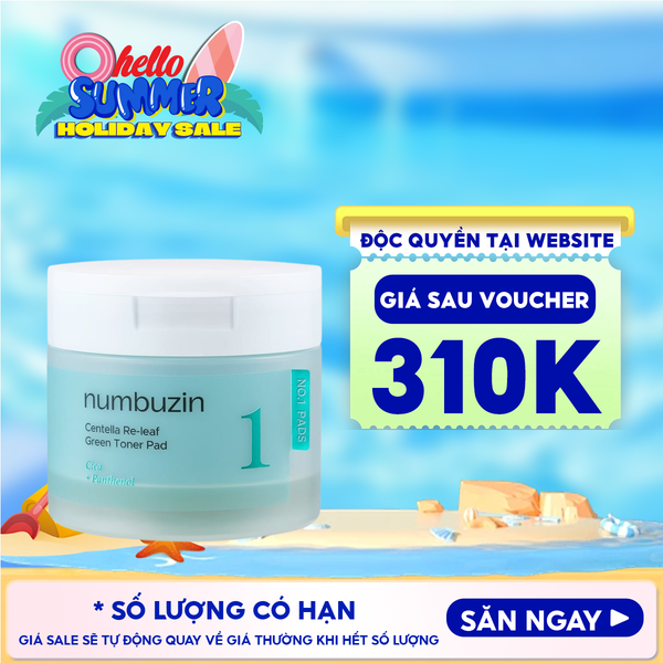  Toner Pad numbuzin Làm Dịu Da No.1 Centella Re-Leaf Green Toner Pad 190ml/70pcs 