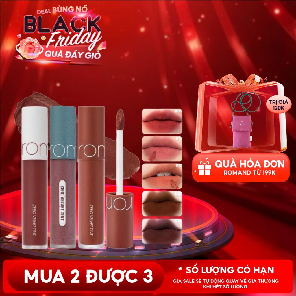 [MÀU 1-30] Son Kem Lì Romand Cực Nhẹ Môi Zero Velvet Tint 5.5g