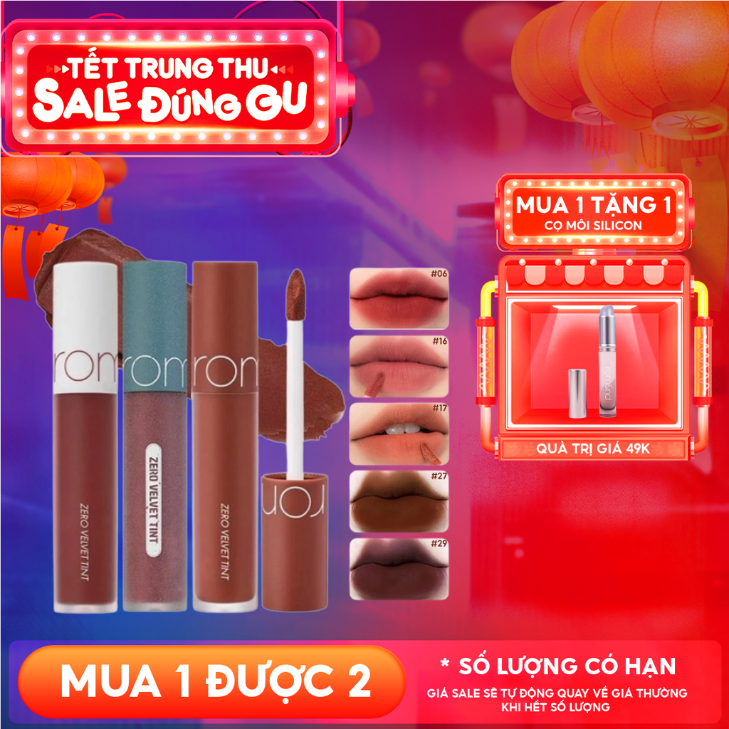 [MÀU 1-30] Son Kem Lì Romand Cực Nhẹ Môi Zero Velvet Tint 5.5g