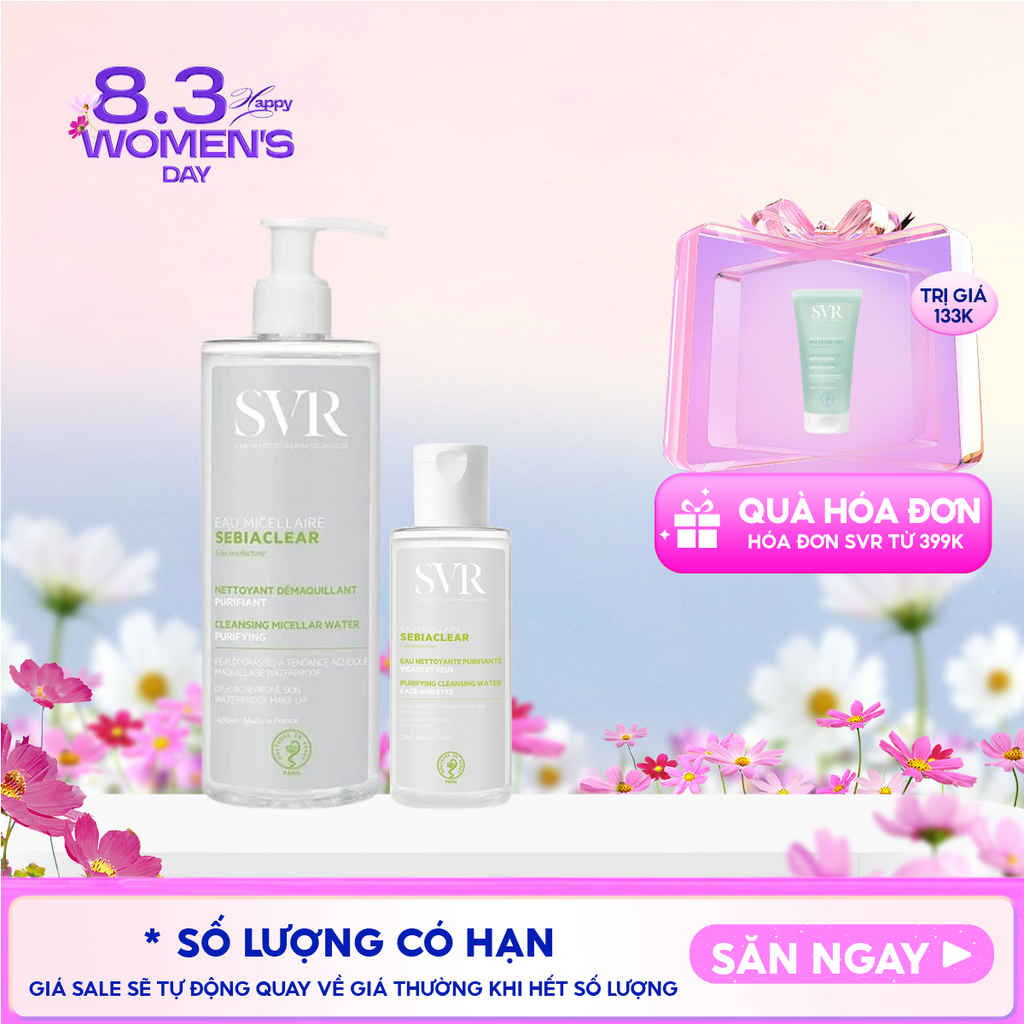 Nước Tẩy Trang SVR Làm Sạch Sâu, Hỗ Trợ Giảm Dầu Nhờn Sebiaclear Eau Micellaire