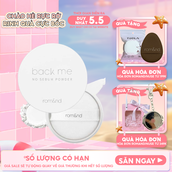  Phấn Phủ Romand Dạng Bột Che Phủ Tốt Giúp Da Mịn Màng Back Me No Sebum Powder 5g 