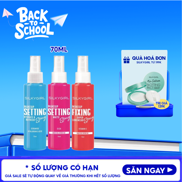  Xịt Cố Định Lớp Trang Điểm Silkygirl Cấp Ẩm, Kiềm Dầu, Bảo vệ Da Makep Setting Spray 70ml 