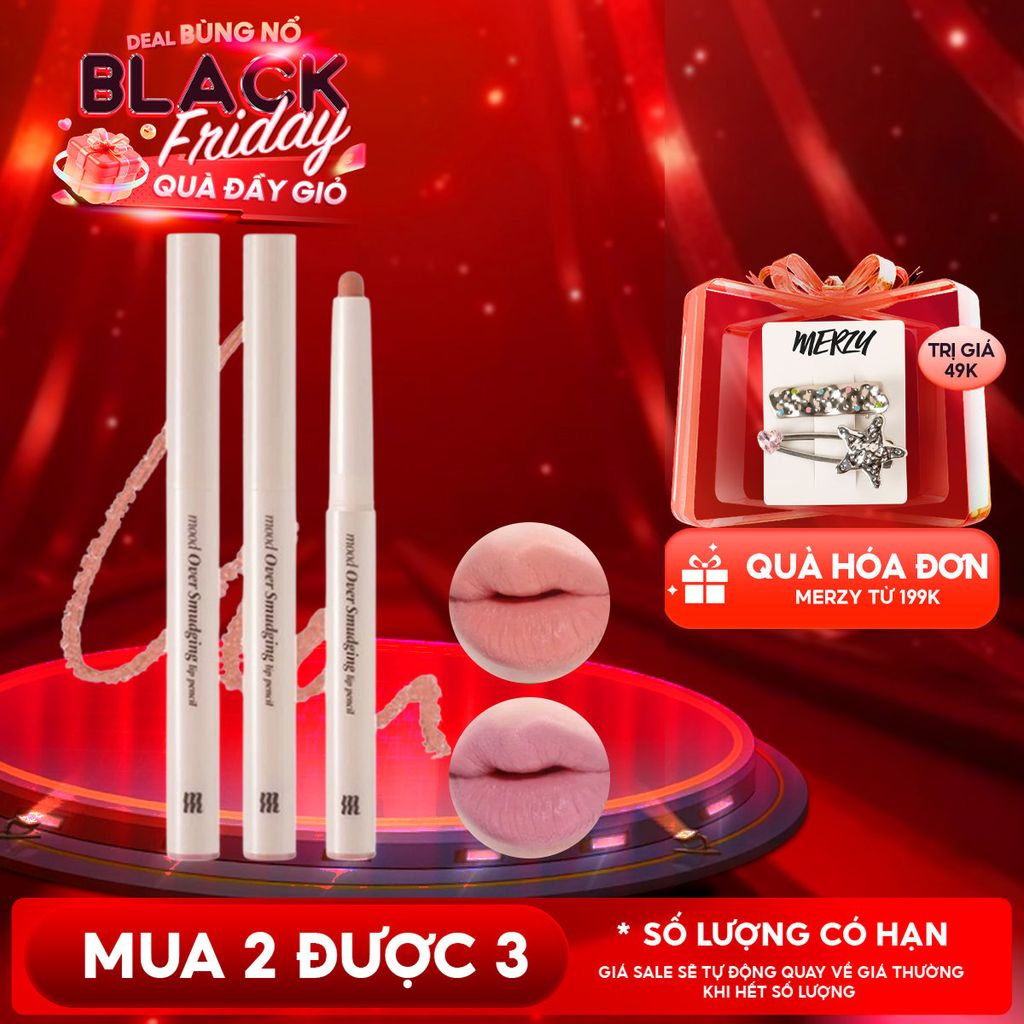 Chì Kẻ Viền Môi Merzy Mịn Lì, Đa Năng Mood Over Smudging Lip Pencil 0.9g