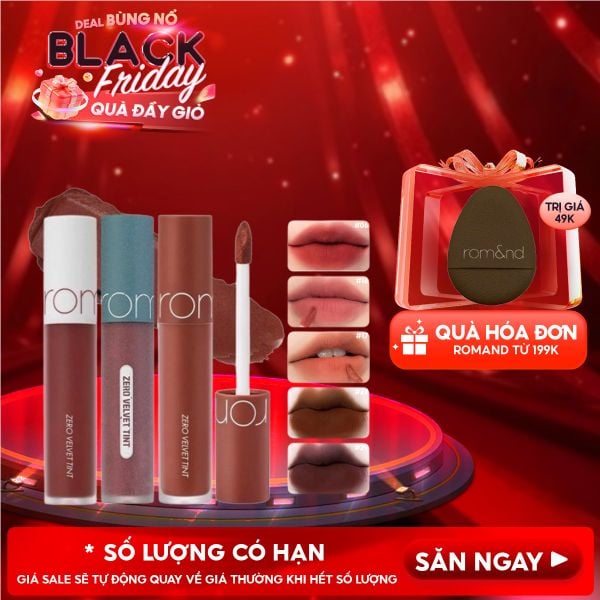  [MÀU 1-30] Son Kem Lì Romand Cực Nhẹ Môi Zero Velvet Tint 5.5g 