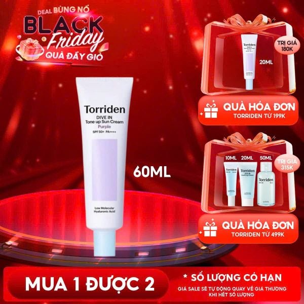 Kem Chống Nắng Torriden Nâng Tông Dive In Tone Up Sun Cream Purple SPF50+ PA++++ 60ml 