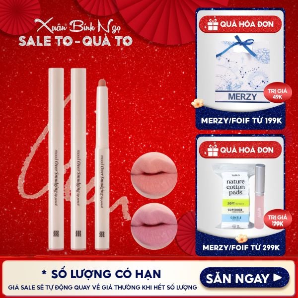  Chì Kẻ Viền Môi Merzy Mịn Lì, Đa Năng Mood Over Smudging Lip Pencil 0.9g 