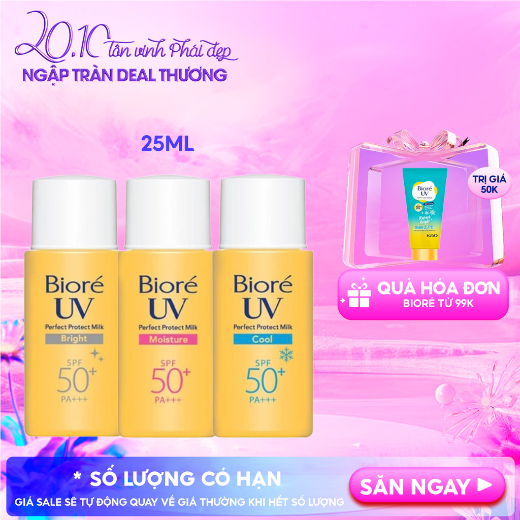 Sữa Chống Nắng Bioré Bảo Vệ Da Hoàn Hảo UV Perfect Protect Milk SPF50+/PA+++ 25ml