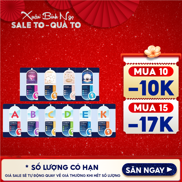  Măt Nạ Giấy Foodaholic Dưỡng Âm, Hỗ Trợ Dưỡng Trắng Da Hàn Quốc Essential Mask (Vitamin A, B, C, D, E, K, Ngọc Trai, Tổ Yến) 23g 