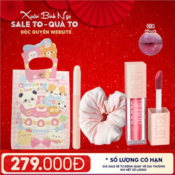  Túi Quà Tặng: Son Maybelline + Kẹp Tóc Ngẫu Nhiên + Cọ Môi + Túi Quà Tặng 