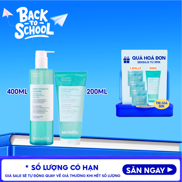  Gel Rửa Mặt Sensilis Kiểm Soát Dầu Nhờn Cho Da Dầu Mụn Purify Essential Cleanser 