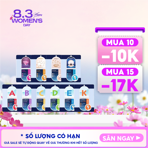  Măt Nạ Giấy Foodaholic Dưỡng Âm, Hỗ Trợ Dưỡng Trắng Da Hàn Quốc Essential Mask (Vitamin A, B, C, D, E, K, Ngọc Trai, Tổ Yến) 23g 
